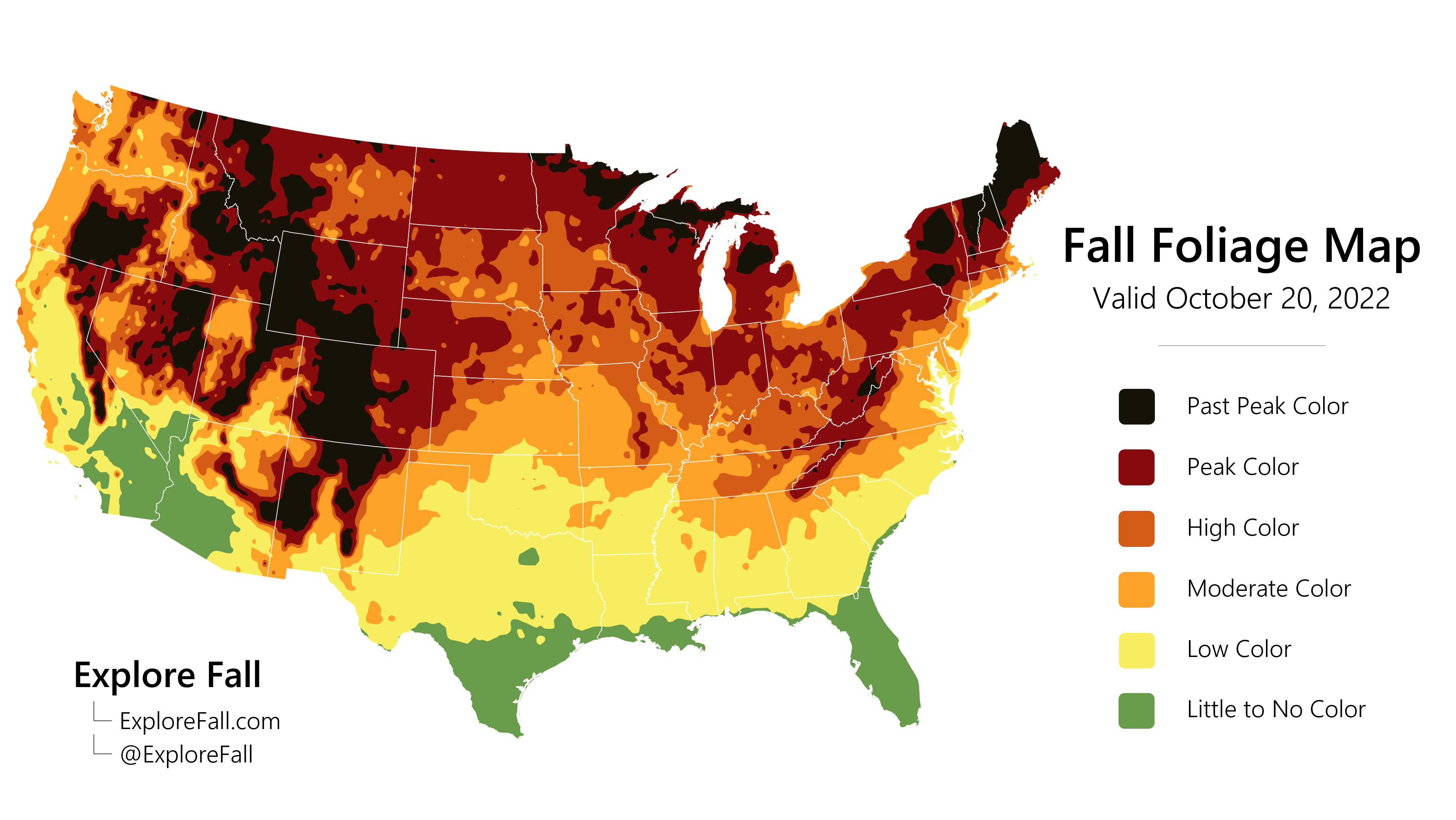 A map of fall foliage stress in the US for Fall 2023